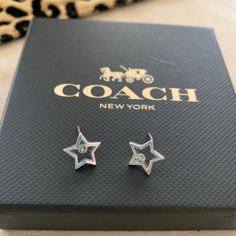 Coach set sterling slvr star earrings & necklace.